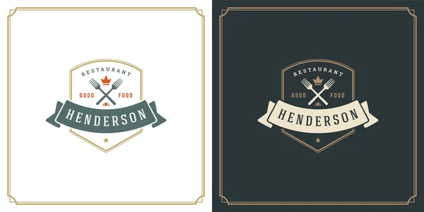 Restaurante logo diseño vector ilustración horquillas siluetas — Archivo Imágenes Vectoriales