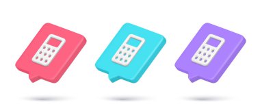 Hesaplama bankacılık hizmeti 3d simgesi hızlı ipuçları koleksiyonu gerçekçi vektör illüstrasyonu