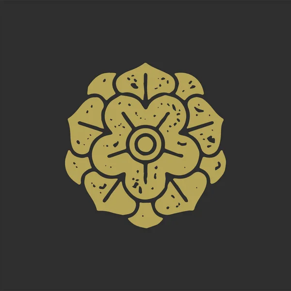 Schöne Kunst goldene Blume Hand gezeichnet minimalistischen Grunge Textur dekorativen Design-Vektor — Stockvektor