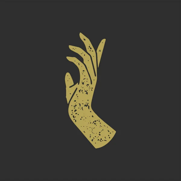 Aufgerichtet elegante menschliche Hand golden antik Grunge Textur dekoratives Design Vektor Illustration — Stockvektor