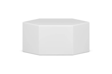 Gerçekçi beyaz altıgen sahne geometrik sergi temel temeli üç boyutlu vektörü gösterir