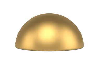 Gerçekçi parlak altın metal yarı küre 3D şablon dekoratif tasarım vektör çizimi