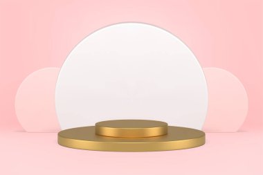 Dikey beyaz duvar dekoratif 3d vektörlü pahalı metalik çok katlı sahne podyumu