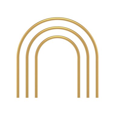 Gerçekçi kıvrımlı çok seviyeli altın kemerli kemer yapı dış dekoratif tasarım vektörü