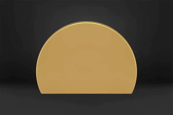 Luxuoso semicírculo isométrico metálico dourado base básica sobre fundo preto vetor ilustração — Vetor de Stock