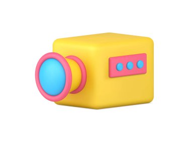 Video kamera 3d ikon vektör illüstrasyonu. Beyaz arkaplanda izole edilmiş film sembolü