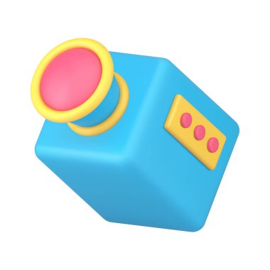 Video kamera 3d ikon vektör illüstrasyonu. Beyaz arkaplanda izole edilmiş film sembolü