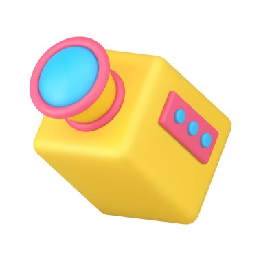 Video kamera 3d ikon vektör illüstrasyonu. Beyaz arkaplanda izole edilmiş film sembolü