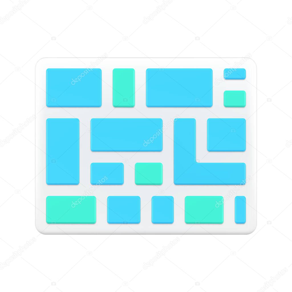 Map 3d icon vector illustration. Navigation symbol with streets and roads