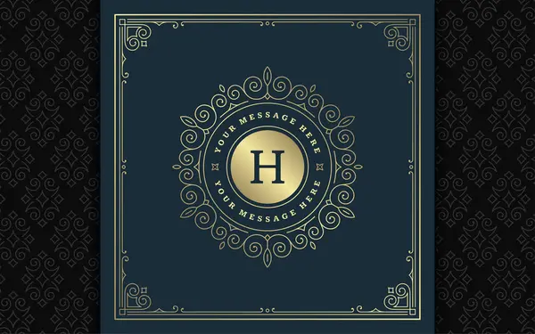 Klasik monogram logosu zarif çizgileri güzelleştirir zarif sanat süslemeleri Viktorya tarzı vektör şablonu tasarımı. Klasik kaligrafik lüks arma kraliyet arması kraliyet arması, restoran tabelası ve süslü çerçeve.