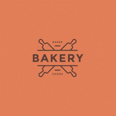 Fırın rozeti ya da retro vektör çizimi. Fırın için rulo raptiye silueti. Klasik tipografik logo tasarımı.