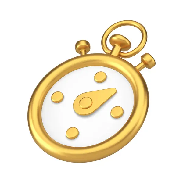 Luxury Metallic Golden Stopwatch Arrow Fast Time Checking Icon Isometric lizenzfreie Stockillustrationen