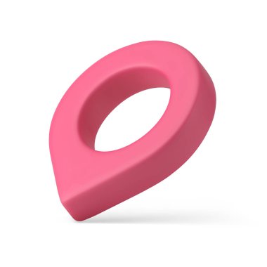 Harita iğnesi dikey konum 3 boyutlu konum simgesi gerçekçi vektör illüstrasyonuna sahip. Pembe parlak itme iğnesi adresi online mobil uygulama bildirimi aranıyor. Yönlendirme haritasını tamamla
