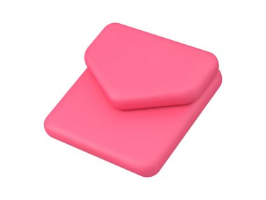 Gelen iletisi sohbet düğmesi pembe zarf uyarısı gerçekçi 3D ikon vektör illüstrasyonu. İzometrik bir haber bülteni uzaktan iletişim kuruyor. Çevrimiçi metin uygulaması dekoratif tasarımı