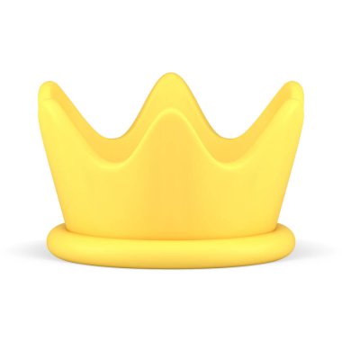 Sarı lüks parlak taç gerçekçi 3D ikon izometrik vektör çizimi. Zarif kral kraliçe baş örtüsü kraliyet otoritesinin antik sembolü. Ortaçağ kraliyet klasik kraliyet aksesuarı