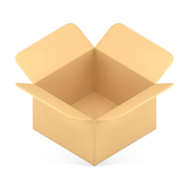 Çapraz yerleştirilmiş boş karton kutuları aç. Eşyaları ve kişisel eşyaları koy. 3d gerçekçi vektör illüstrasyonu. Kağıt konteynırı endüstriyel perakende satış teslimatı taşımacılık ve depolama