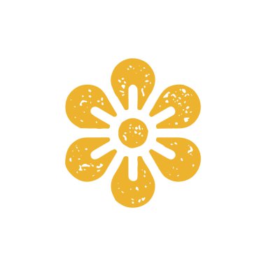 Yaprakları sarı grunge desen çizimi olan zarif bir yaz çiçeği tomurcuğu. Romantik çiçek bahçesi ya da park yaz mevsiminde bahar dekoratif logosu beyaza izole edilmiş.