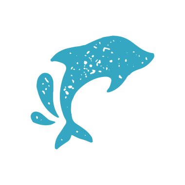 Su sıçratan yunuslar mavi grunge doku çizimi yaparlar. Etrafı püskürtülmüş su memelileriyle çevrili şirin, dost bir balık. Yüzen deniz dalgası bağımlısı. Yaz tatili