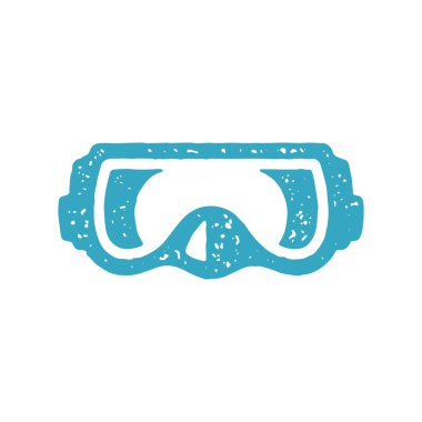 Sualtı yüzme dalışı için koruyucu gözlük şnorkelle dalış hobisi hobi olarak grunge doku çizimi. Dalgıç yüz maskesi ekipmanı su koruması için Derin yüzen yalıtılmış