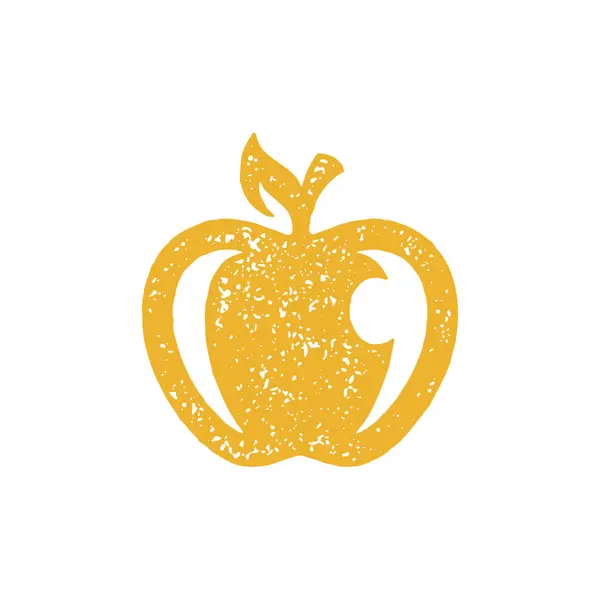 令人眼花缭乱的新鲜苹果黄色的手绘模糊纹理矢量图解 味甜维生素果排毒饮食营养装饰设计孤立 有叶子的可食用夏季季节性植物 矢量图形