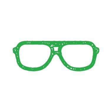 El çizimi yeşil gözlük, şeffaf lens stili moda optik aksesuar zoom ve rahat görme grunge desen vektör çizimi için. Minimalist gözlük ya da güneş gözlüğü izole