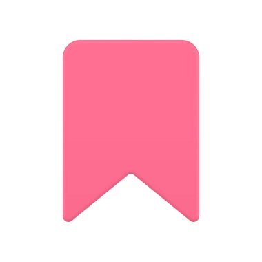 Parlak pembe kağıt yer imi bilgi siber uzay uygulamasını kaydet gerçekçi 3d ikon vektör illüstrasyonu. Arayüz işareti etiketi favori okuma kılavuzu dekoratif tasarım ekle