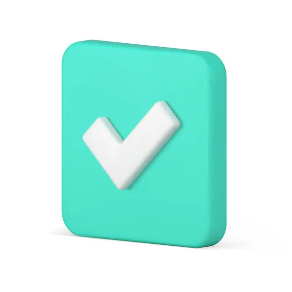 Glossy Green Done Check Mark Complete Task List Checkbox Positive lizenzfreie Stockillustrationen