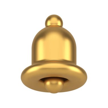 Premium ring çanı uyarı web bildirim etiketi metalik altın 3d simge gerçekçi vektör illüstrasyonunu uyarıyor. Pahalı internet uyarı aboneliği takip düğmesi sosyal ağlar dikkat