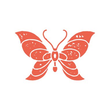 Güzel, yaratıcı kelebek bıyık antenli yaz bahar sembolü grunge desen dekoratif tasarım vektör çizimi. Şirin uçan kanatlı böcek zarif mevsimsel yaratık izole edildi.