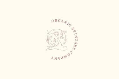 Kıvrımlı kır çiçeği sapı ve tomurcukları olan minimalist insan eli organik bitki monokrom çizgisi sanat logosu illüstrasyonudur. Basit bahçe çiçeği. Yumuşak doğa simgesi.
