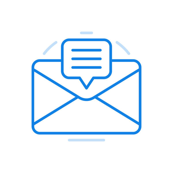 Message with documentation vector line icon. Information letter with important corporate data. Closed envelope with web message symbol. Sent to personal online mailbox commercial correspondence.