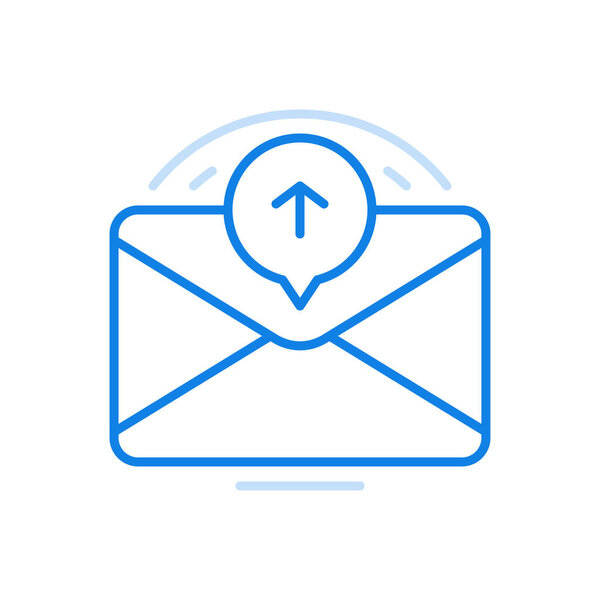 Sending letter by email vector line icon. Closed envelope with arrow in circle. Information letter with important corporate data sent to personal online mailbox commercial correspondence.