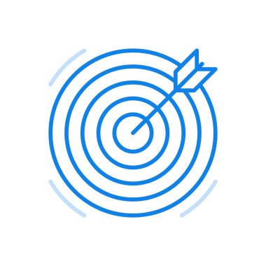 Arrow merkez hedef vektör çizgisi simgesinde. Başarıyı ve başarının hassasiyetini simgeliyor. Okçulukta etkili bir zafer ve mükemmel sonuçlar. Pazarlama mükemmelliği hedeflenen hedefler..