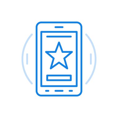 Web uygulaması derecelendirme vektör çizgisi simgesi. Çevrimiçi oylama en iyi servis için. Akıllı telefon ekranında yıldız. Ticari online mağazanın pozitif çalışması için harika bir ödül. İyi yorumlar ve eleştiriler.