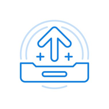 Ortam vektör satırı simgesinden dosyalar indiriliyor. Ok yukarı doğru dikdörtgen şeklinde. Sabit disk USB flash diski ile çevrimiçi dolduruluyor. Alıkoyma ve dijital veri tamponlama.