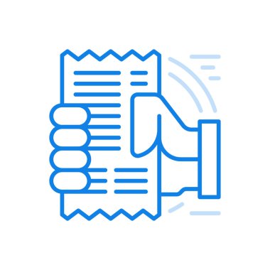 El tutma makbuzu fatura vektör çizgisi simgesi. Lokanta ve kafe faturasını ödedim. Malzeme ve ekipman vergisi. Satın alınan öğelerin sayısı ve değerleri ile birlikte harcama hesaplaması.
