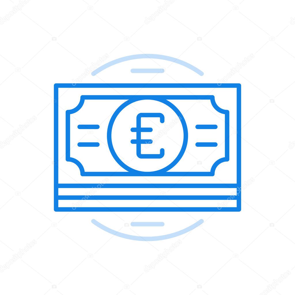 Bundle banknotes vector line icon. Rich investment and savings in successful profitable economy. Currency cash symbol of developed banking. Payment for services and purchase of goods.