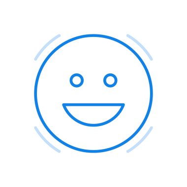 Gülümseyen simge vektör çizgisi simgesi. Duygusal yüz ifadesi olan mutlu, yuvarlak bir karakter. Neşeli bir ruh hali ve neşeli bir kahkaha. Herkesin sevdiği şirin mizah yaratığının sembolü..