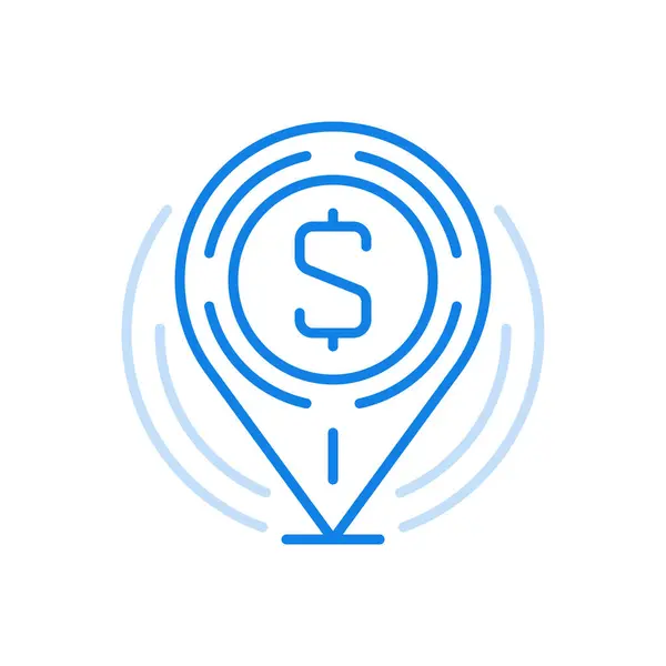 Lokalizacja Ikony Wektora Pomocy Finansowej Znak Nawigacji Teardrop Symbolem Pieniądza Wektor Stockowy