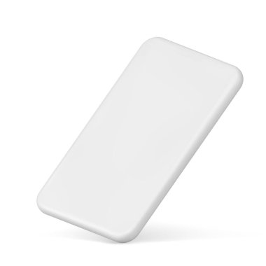 Beyaz parlak ince dikdörtgen tuğla yumuşak açılı geometrik paket dekoratif tasarım 3d ikon vektör çizimi. Zarif dikdörtgen temiz model çapraz yerleştirilmiş taşınabilir külçe aygıt