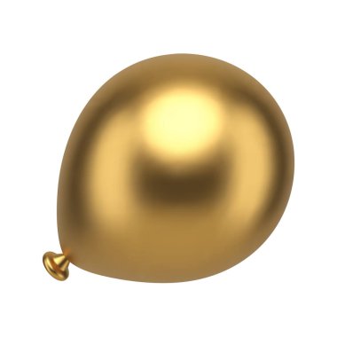 Altın balon sürpriz bayramı kutluyor. Gerçekçi 3D ikon vektör illüstrasyonu. Premium mücevher kauçuk helyum balonu aero tasarımı doğum günü aksesuarı karnaval eğlencesi