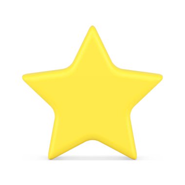 Sarı beş köşeli parlak yıldız ön görünümü gerçekçi 3d ikon vektör illüstrasyonu. En iyi ödül düğmesi parlak madalya derecesi zafer oylaması favori işaret unsuru parlak vatansever dekor tasarımı