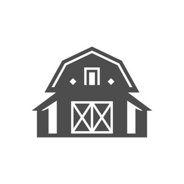 Çiftlik evi, iki katlı tarım köyü ikon vektör çizimi. Kırsal bölge endüstriyel çiftlik hayvanları hasat depolama deposu emlak banliyösü yaşam tarzı