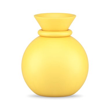 Hediyelerle dolu sarı çanta ya da taşıyıcı ve saklayıcı 3D ikon vektör illüstrasyonu için para. Parlak bağlı çuval kapalı paket zenginliği finansal bağımsızlık mevsimlik tatil malları kutlaması