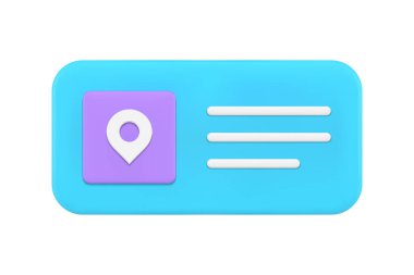 Konum haritası kullanıcı arayüzü penceresi hızlı ipuçları akıllı telefon masaüstü menü navigasyonu gerçekçi 3d ikon vektör çizimi. Coğrafi konumlama işareti uzaklık haritalama yön konum rotası uygulaması
