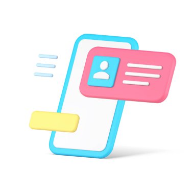 Smartphone kullanıcı arayüzü menüsü kişiselleştirme bilgi düğmesi gerçekçi 3d simge vektör ilülasyonu. Cep telefonu hızlı ipuçları siber uzay iletişim teknolojisi elektronik etiket