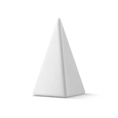 Minimalist parlak cam izometrik piramit zarif şekil sihirli kristal gerçekçi 3d şablon çizimi. Parlak hassasiyet çokgen üçgen basit soyut çağdaş Xmas ladini