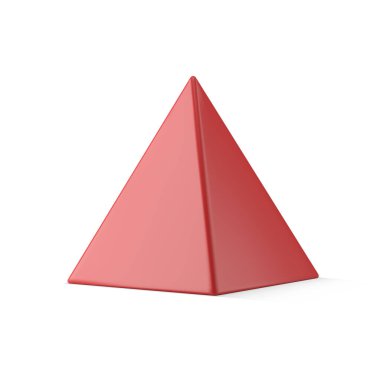 Pırıl pırıl yüzey 3d şablonlu klasik kırmızı lüks çokgen geometrik şekil gerçekçi vektör çizimi. Pahalı hiyerarşi, ruh ya da minimalist Noel ağacı sembolü