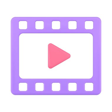 Sinema strip video oyunu kullanıcı arayüzü uygulama multimedya içeriği gerçekçi 3d ikon vektör illüstrasyonu. Film eğlence kanalı bant medya olumsuz dosya