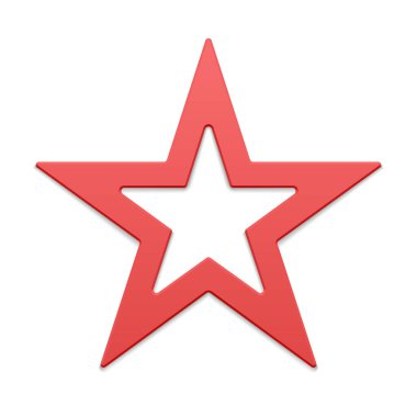 Red realistic five pointed star outline border glossy Christmas luxury bauble decor vector illustration. Traditional expensive Xmas stellar insignia symbol of best quality 3d template